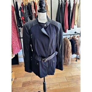 BCBGMaxAzria Navy Quilted Leather Moto Jacket